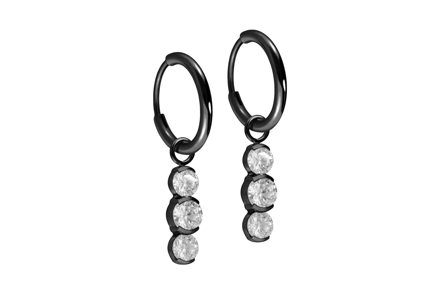 Titan Ohrclicker Creolen 3 EINGEFASSTE KRISTALLE von Piercingline